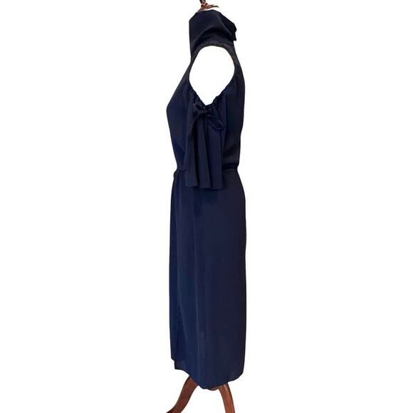 NWT Topshop High Neck Cold Shoulder Dress Navy Women's Size 4 - Picture 6 of 10